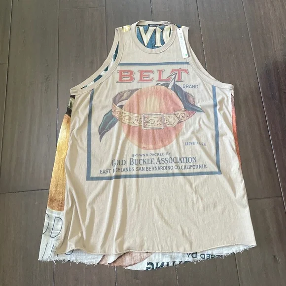 RARE Stunning NWT Rundholz Sleeveless Dress w/Vintage Cali Ad Graphics~ One Size - Picture 3 of 11